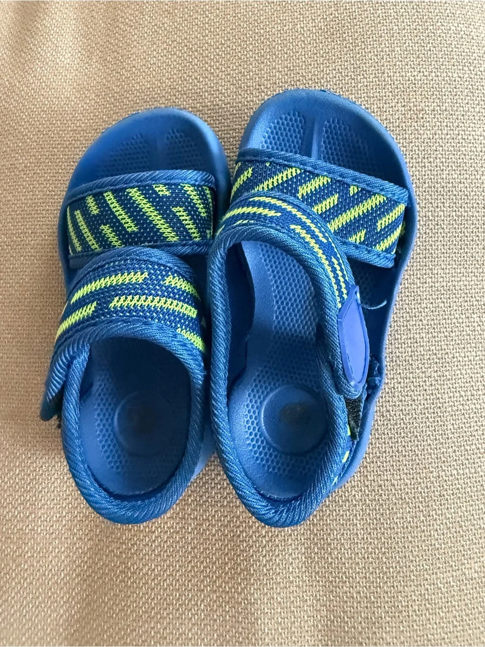 Baby size 24 Blue & Neon Green Adjustable Sandals